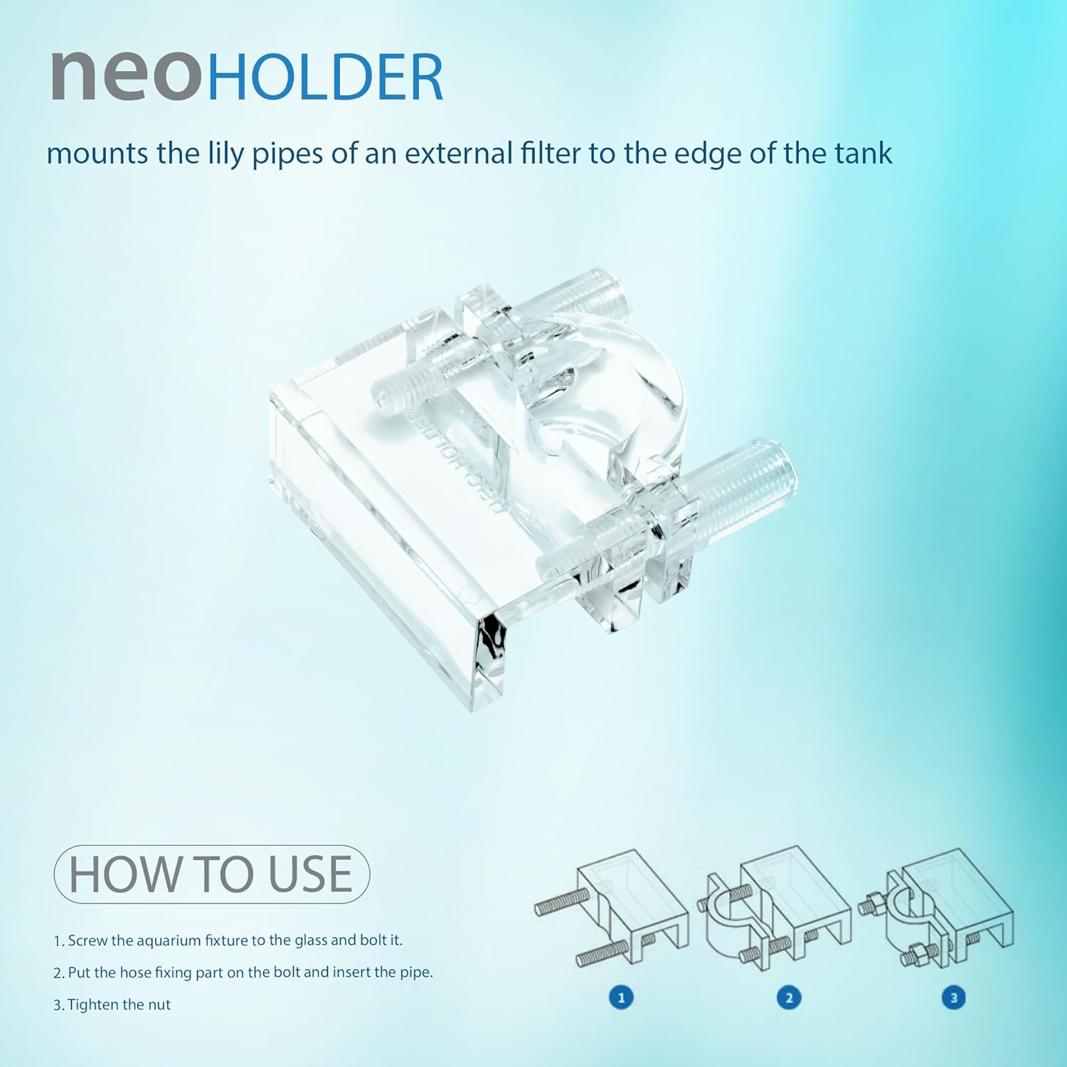 Neo Holder - Secure Mounting Accessory for Neo Flow Lily Pipes, Rimless Tank Clip, Durable PETG Material - Fits up to ~18mm (Slightly Less Than 3/4") OD Pipes, up to 12mm Glass Thickness