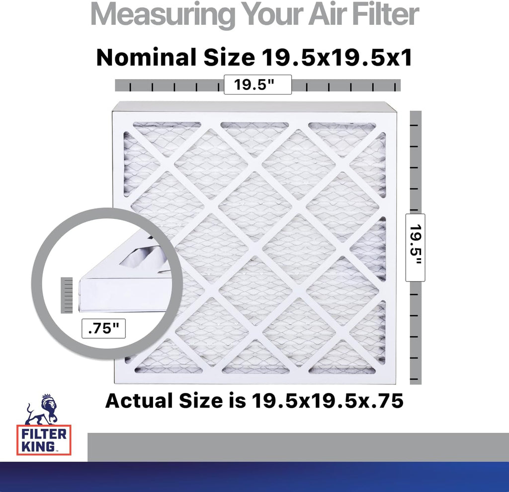 Filter King 19.5x19.5x1 Air Filter | 4-PACK | Carbon MERV 8 HVAC Pleated A/C Furnace Filters | MADE IN USA | Actual Size: 19.5 x 19.5 x .75"