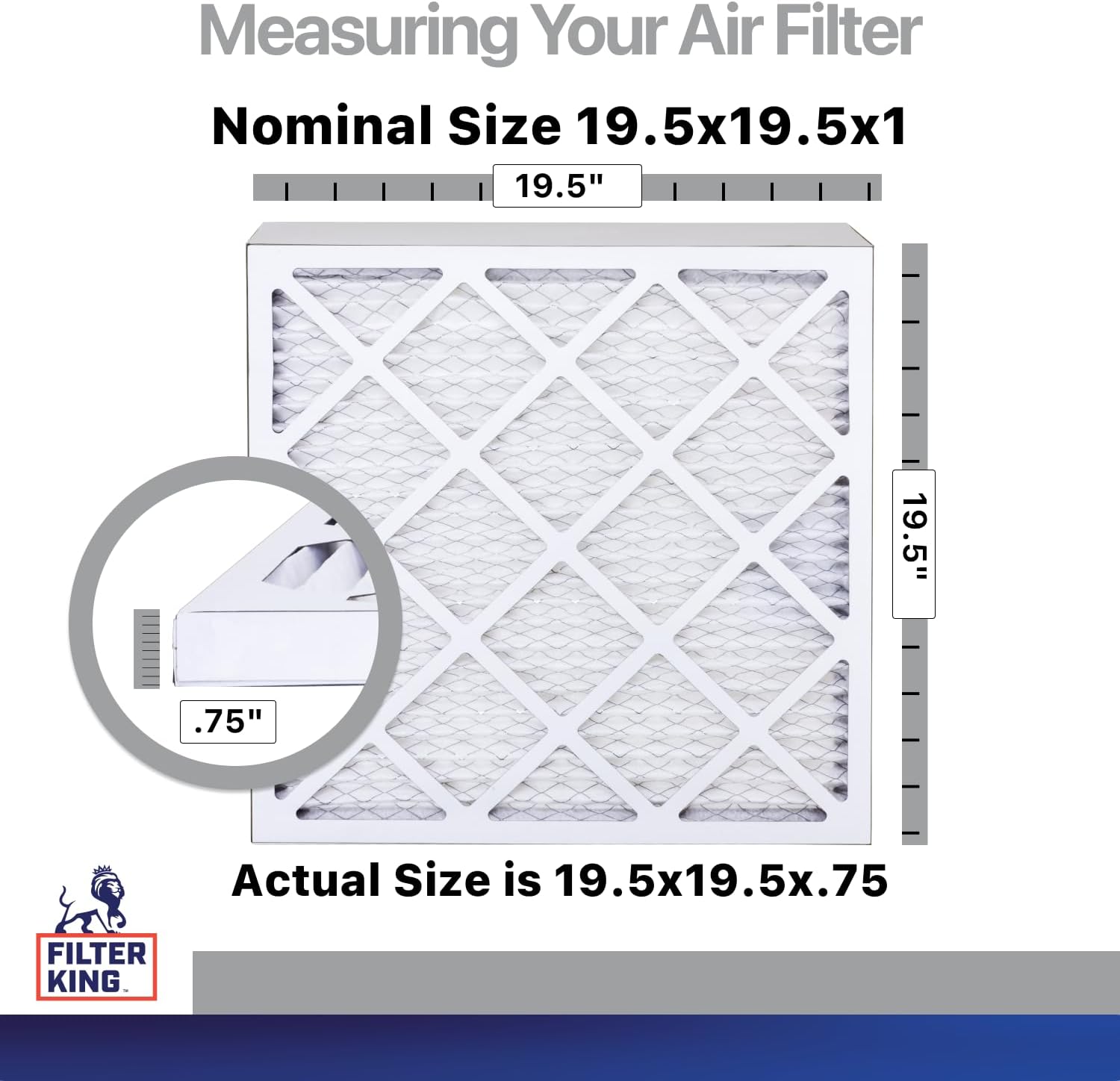 Filter King 19.5x19.5x1 Air Filter | 4-PACK | Carbon MERV 8 HVAC Pleated A/C Furnace Filters | MADE IN USA | Actual Size: 19.5 x 19.5 x .75"