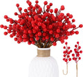 32 Pack Artificial Red Berry Stems, Christmas Red Berries Picks Holly Berry Branches for Christmas Tree Ornaments Xmas Wreath DIY Crafts Winter Holiday Home Decoration