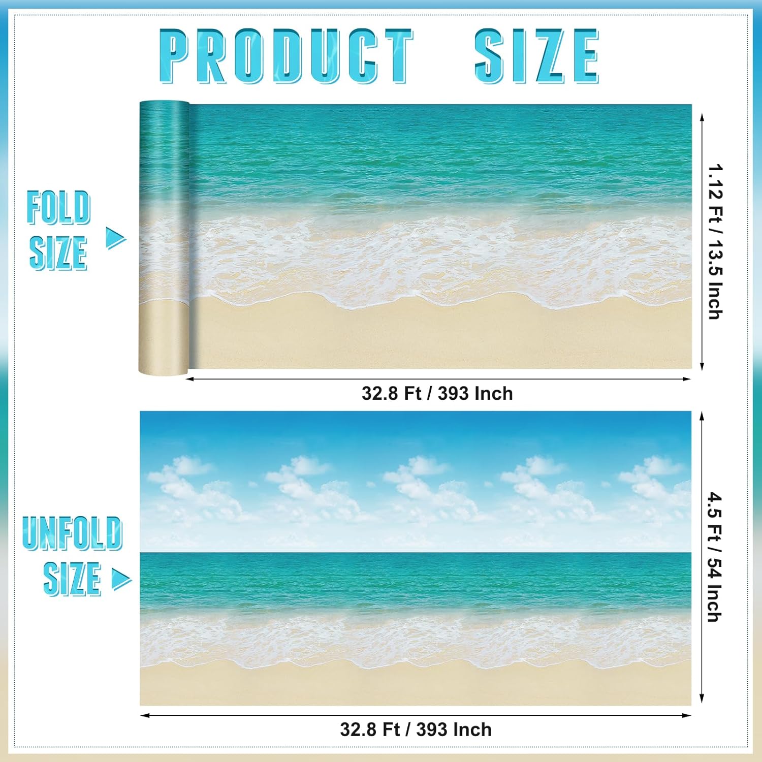 4.5x33 Ft Ocean and Beach Wall Backdrop Decorations,Roll of Plastic Seaside Photography Background,Natural Coastline Scenery Setters Wallpaper Summer Holiday Birthday Party Studio Photo Shoot Props