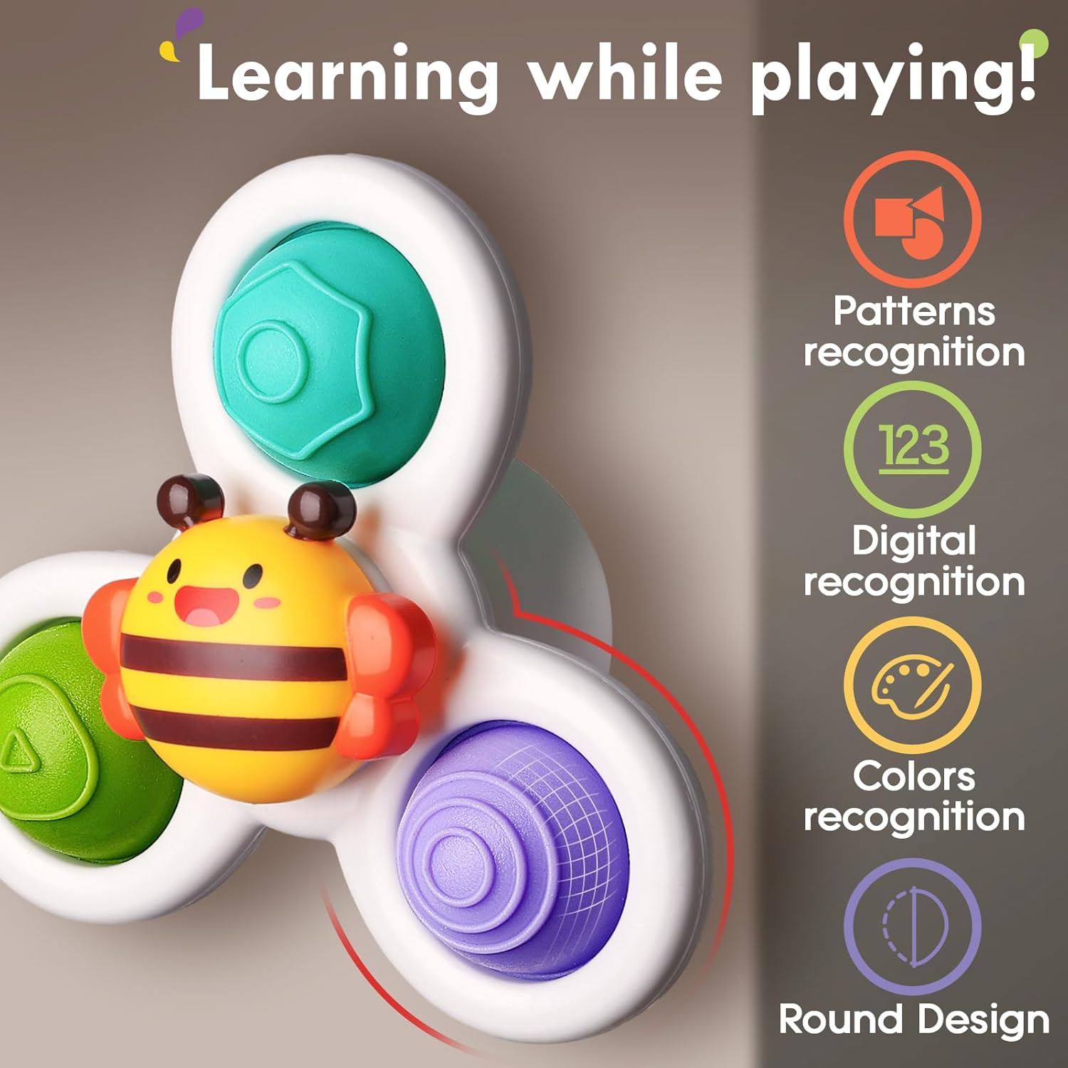 ALASOU 3PCS Pop Suction Cup Spinner Toys for 1 Year Old Boy Girl|Novelty Spinning Tops Toddler Stocking Stuffers|Baby Bath Toy for Kids Ages 1-3|1 Year Old Boy Christmas Birthday Gift for Infant