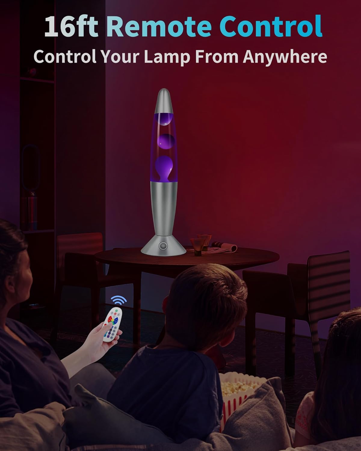 17 Colors Changing Liquid Motion Lamp with Remote: 13.5" Purple LED Night Light for Kids Adults - Relaxing Table lamp for Bedroom Office - Glitter Mood Lighting for Home Decor Christmas Decorations