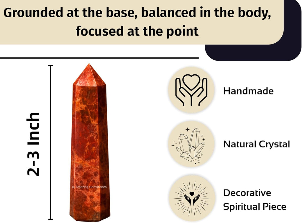 Amazing Gemstone Brecciated Jasper Crystal Towers ~ Natural Healing Crystal Point Obelisk for Reiki Healing and Crystal Grid (2" to 3" INCH)