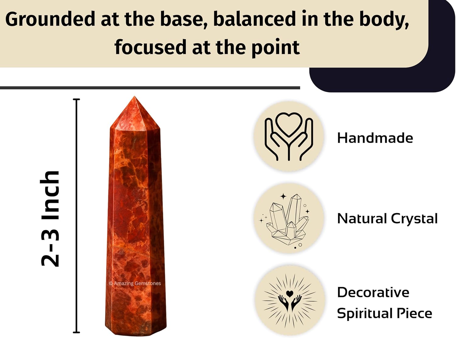 Amazing Gemstone Brecciated Jasper Crystal Towers ~ Natural Healing Crystal Point Obelisk for Reiki Healing and Crystal Grid (2" to 3" INCH)