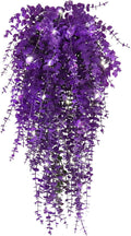 Artificial Plants Lighted Artificial Hanging Plants Fake Money Plants Outdoor UV Resistant Plastic Plants Fake Plants for Outside Home Garden Wedding Party Indoor Backgarden Decorations(Pure Purple)