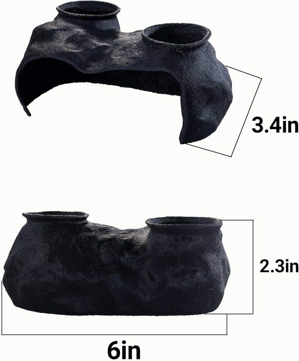 Dual-Entrance Rock-Texture Cave – Fish Tank Shelter & Aquarium Decor with 2 Tunnels, 6×3.4×2.3in (Black)