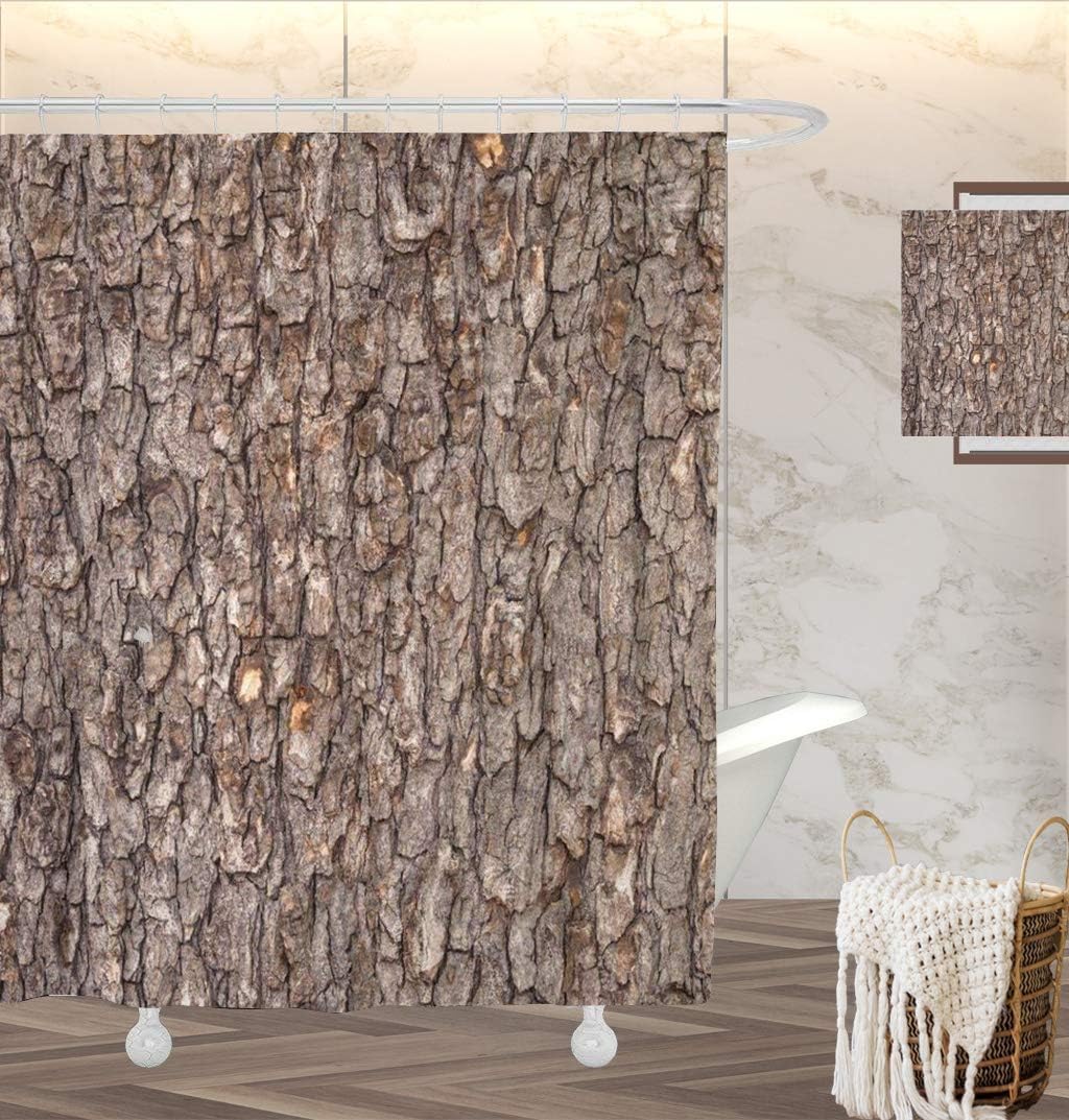GOOESING Waterproof Shower Curtain Curtains Beige Pine Tree Bark Brown Tileable of The Old Trunk Wood Weathered Abstract Aging Decorative Bathroom