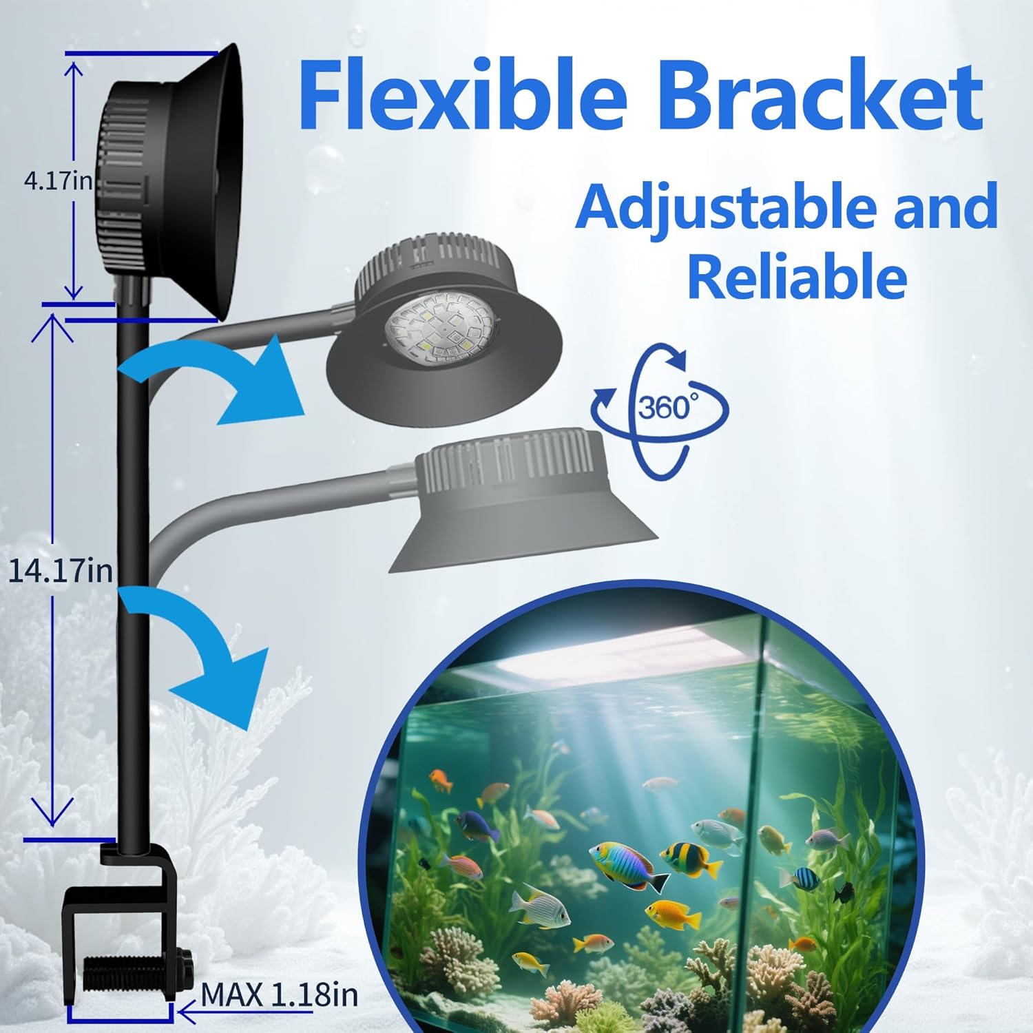 N30 Aquarium Reef Light, 30 Watts Dimmable Timing Full Spectrum for Marine Fish Tank Saltwater Nano Tank Reef Light for Coral