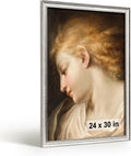 HLiWEGNS Vintage Silver 24x30 Frame – Poster Frame with Brushed Silver Finish – Picture Frame for 24 x 30 Artwork, Canvas Prints, Puzzles, and Wall Decor