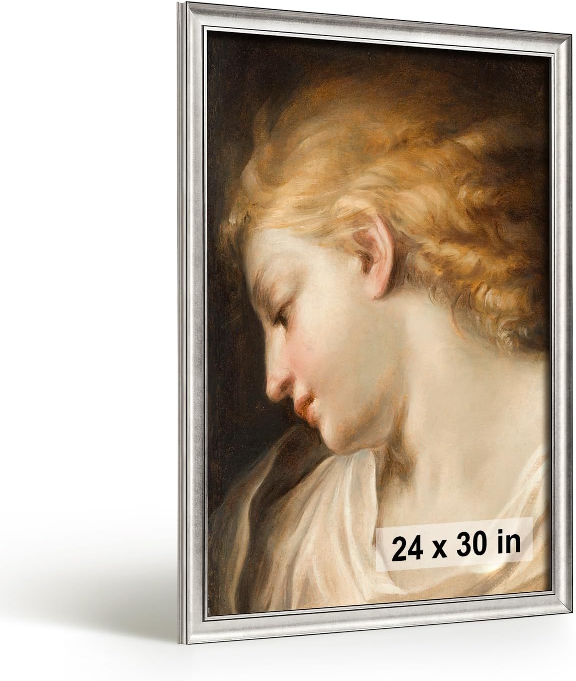 HLiWEGNS Vintage Silver 24x30 Frame – Poster Frame with Brushed Silver Finish – Picture Frame for 24 x 30 Artwork, Canvas Prints, Puzzles, and Wall Decor