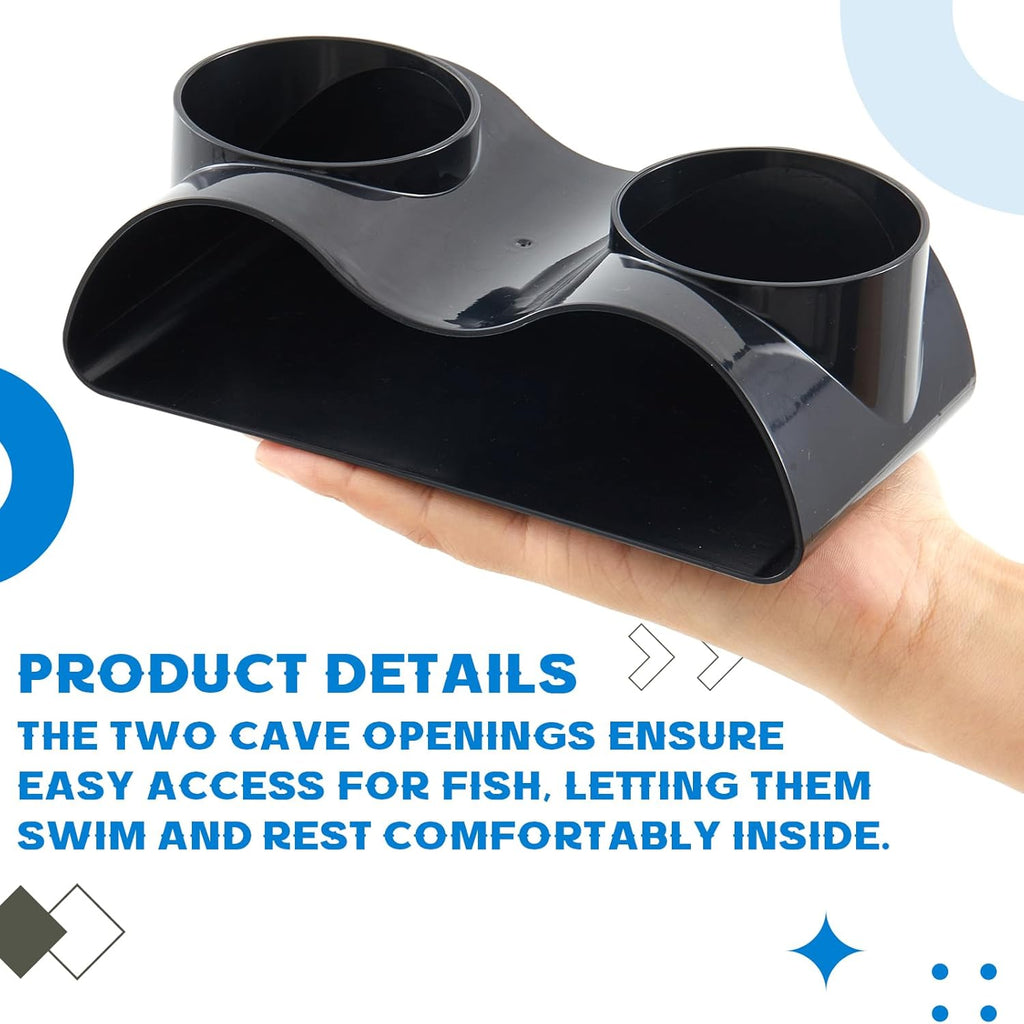 2 Pcs Aquarium Underground Tunnel Cave with Natural Curve Two Hole Fish Tank Hideout Decor Decoration for Loaches, Corydora Catfish, Bettas, Pleco and Shrimps