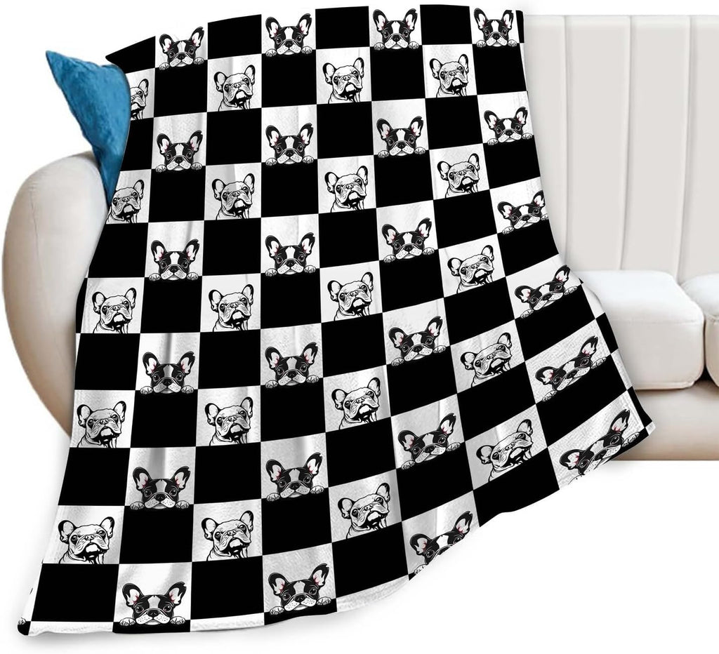 Bulldog Throw Blanket Cute Bulldog Gifts for Kids Girls Boys Adults Women Men Soft Cozy Warm Plush Fluffy Fuzzy Fleece Blanket Birthday Festival Decor 40''X50''