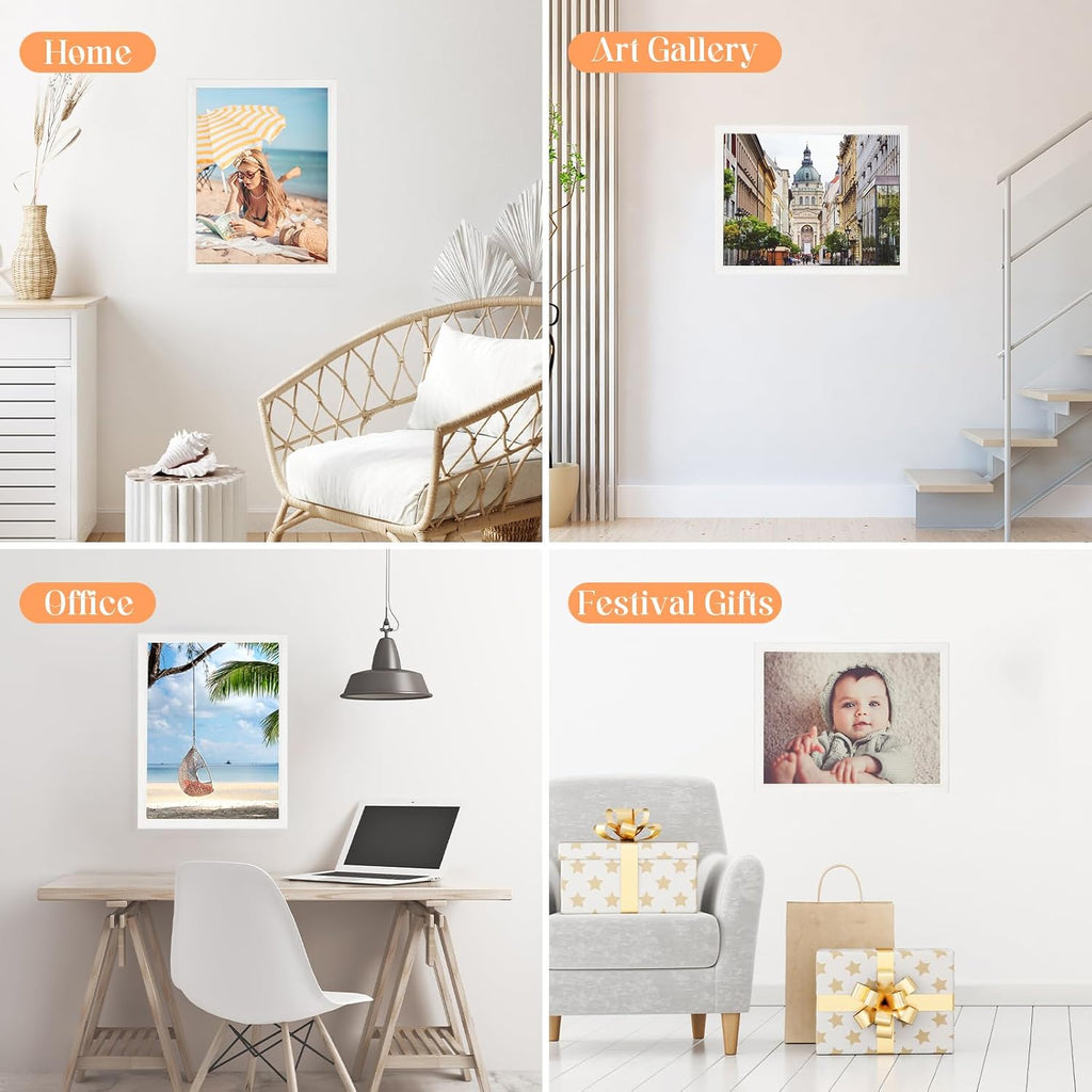 10x15 Wood Frame White, Modern Natural Woodgrain 15x10in Picture Frame, Rustic Wooden 10 x 15 inch Gallery Wall Photo Poster Frame with HD Plexiglass, Horizontal Vertical Wall Mounting Display 1pcs