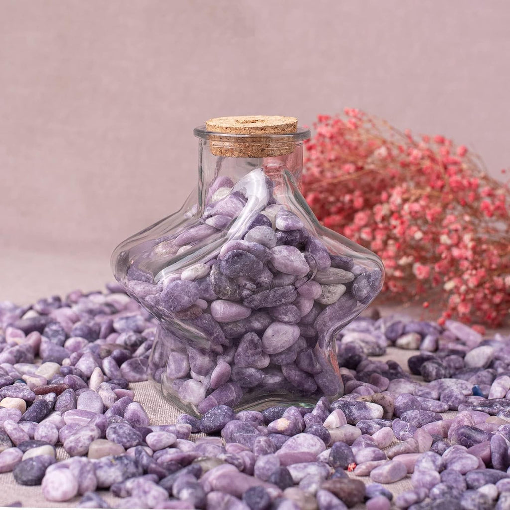 Polished Lepidolite Crystals Stone Set - 72 Pcs, 0.5" Handpicked Natural Tumbled Gemstones Rocks Agate Jasper, Pebbles for Reiki, Chakra, Healing Home Decor