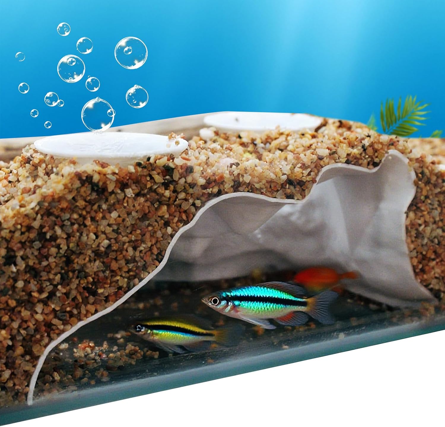 Pleco Cave, Two Hole Aquarium Cave & Shrimp Hideout, 3D Printed Fish Tank Tunnel Decor for Betta, Guppy, Shrimp, Cory, Small Cichlid (White)