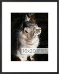RICHFOCUS Aluminum Picture Frame - 16x20 Black Metal Frame with Mat for 11x14 Photo, Floating Frame with Tempered Glass - Poster Frame Wall Hook Included for Gallery Wall