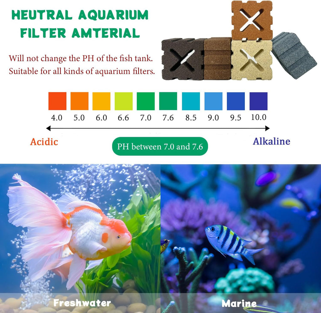 SHIGATSU Aquarium Filter Media, 15 Pack Aquarium Ceramic Bio Filter Media for Saltwater and Freshwater Pond Fish Tank
