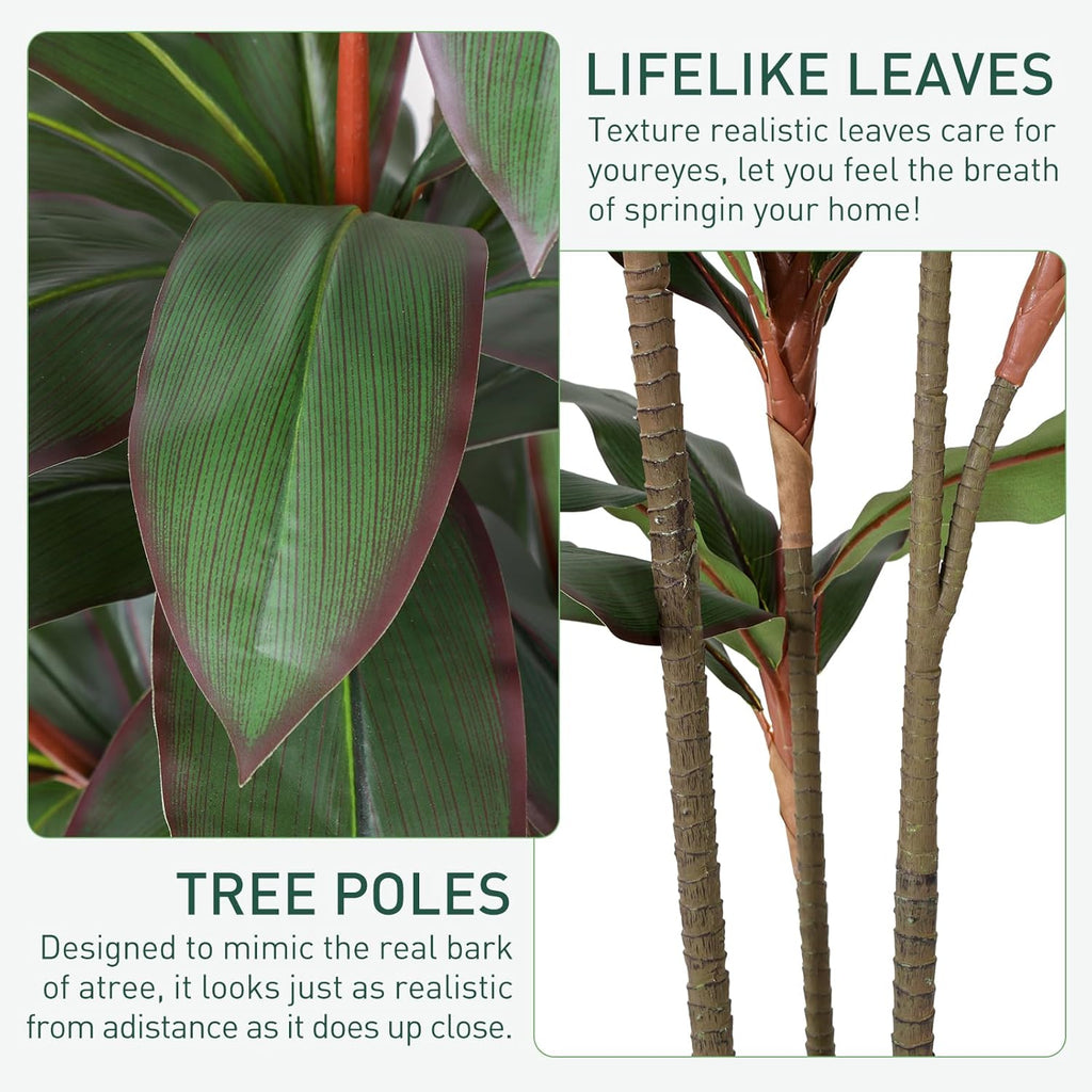 Artificial Dracaena Tree 5 FT, Fake Tree with White Planter, Faux Yucca Silk Floor Plants Indoor, Artificial Trees for Home Office Decor Indoor Outdoor Housewarming Gift