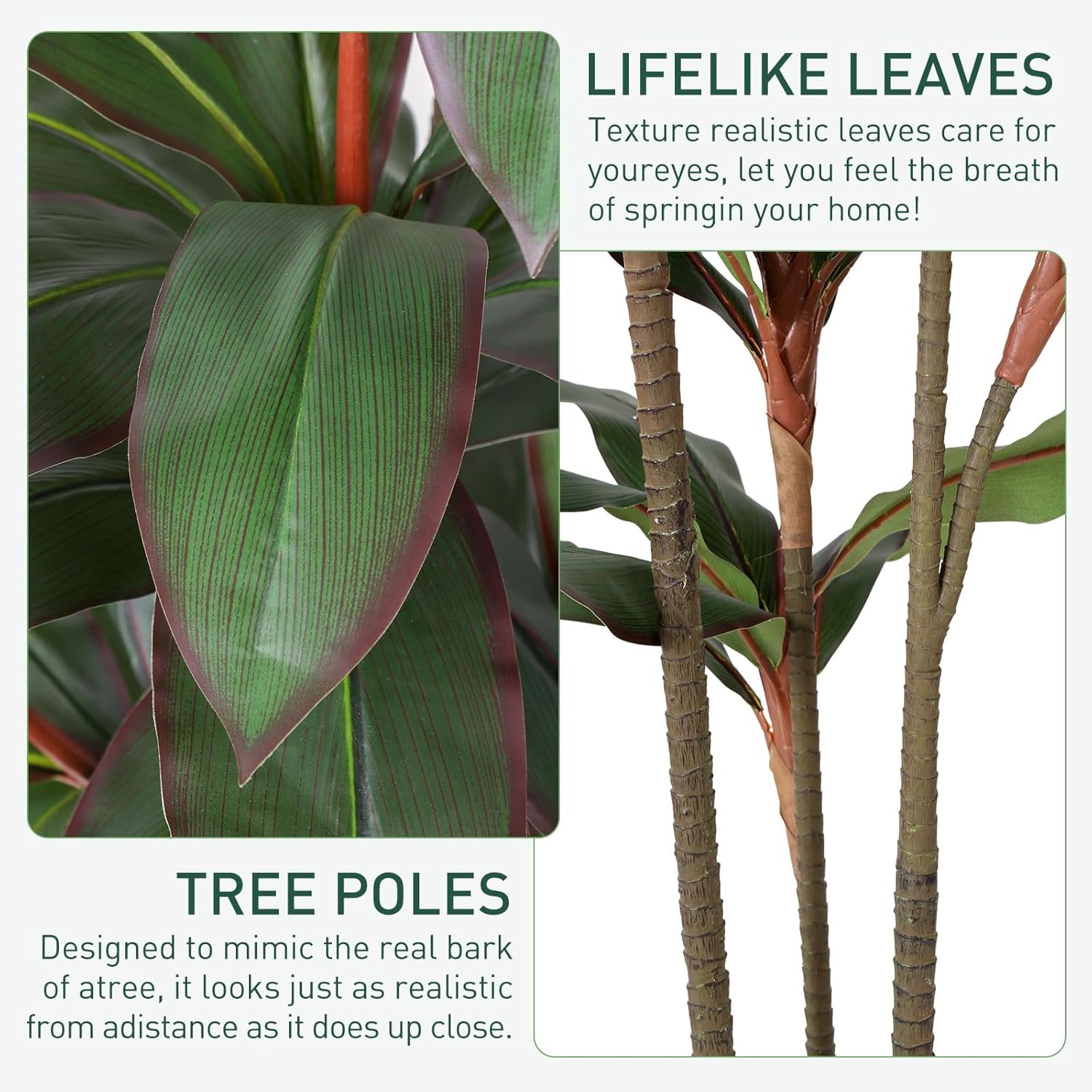 Artificial Dracaena Tree 5 FT, Fake Tree with White Planter, Faux Yucca Silk Floor Plants Indoor, Artificial Trees for Home Office Decor Indoor Outdoor Housewarming Gift