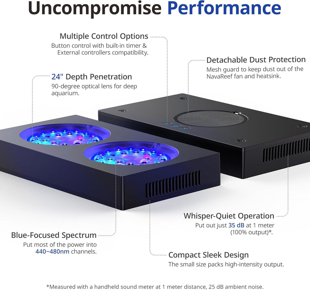 NICREW NavaReef 135 Reef LED Light, 135W Reef Aquarium Lighting for LPS/SPS Corals and Saltwater Fish Tanks, Built-in Timer, Blue Focused Spectrum