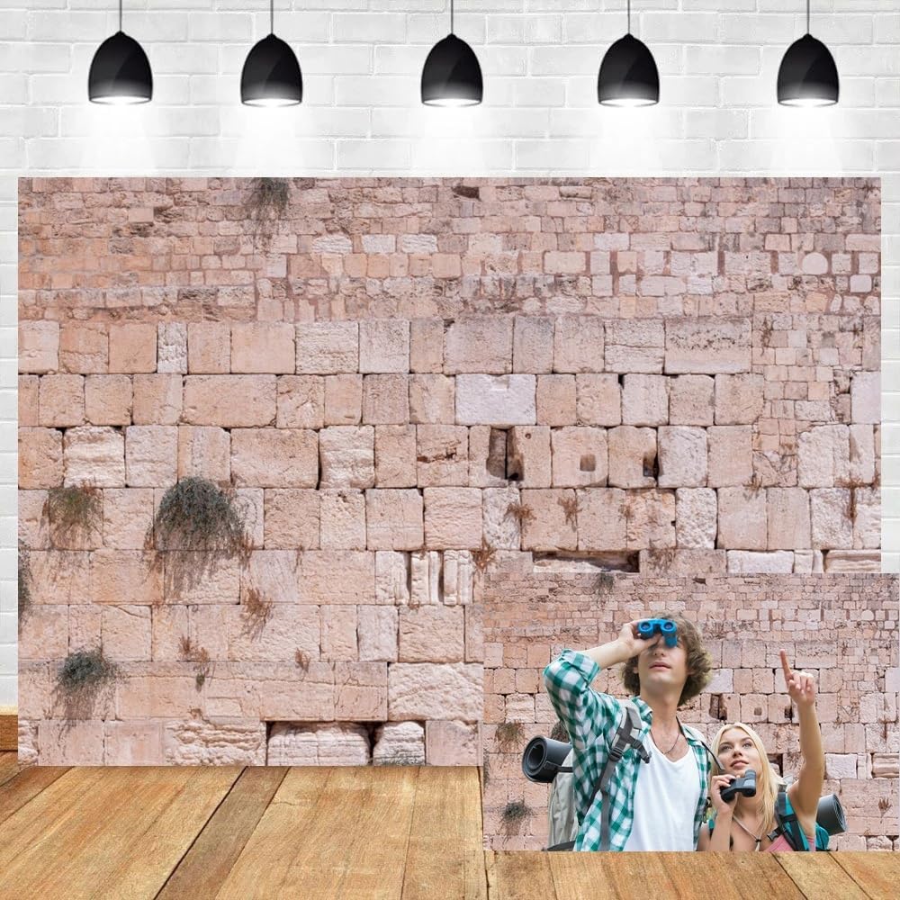 5x4ft Jerusalem Wailing Wall Backdrop Western Wall Jerusalem City Photo Backdrop Ancient Rock Textured Brick Stone Photography Background Religious Church Event Decoration Photo Booth Studio Props