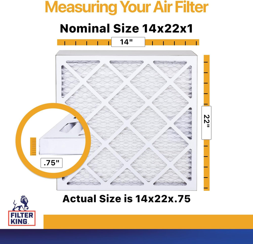 Filter King 14x22x1 Air Filter | 4-PACK | MERV 13 HVAC Pleated A/C Furnace Filters | MADE IN USA | Actual Size: 14 x 22 x .75"