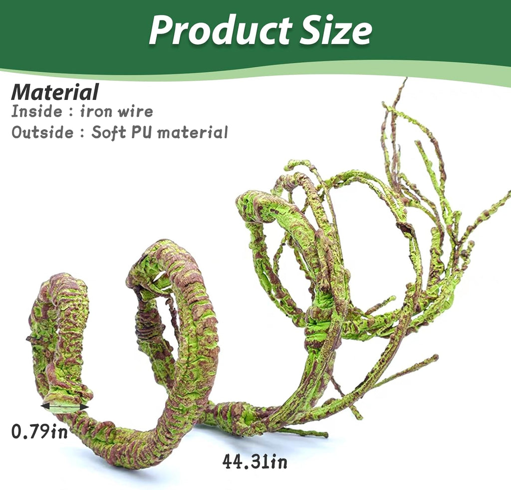 PINVNBY Flexible Bend-A-Branch Jungle Vines Pet Habitat Decor Reptile Plants Terrarium for Lizard, Frogs, Snakes and More Reptiles Climbing (Fat: 43.31 x 0.79 Inch)