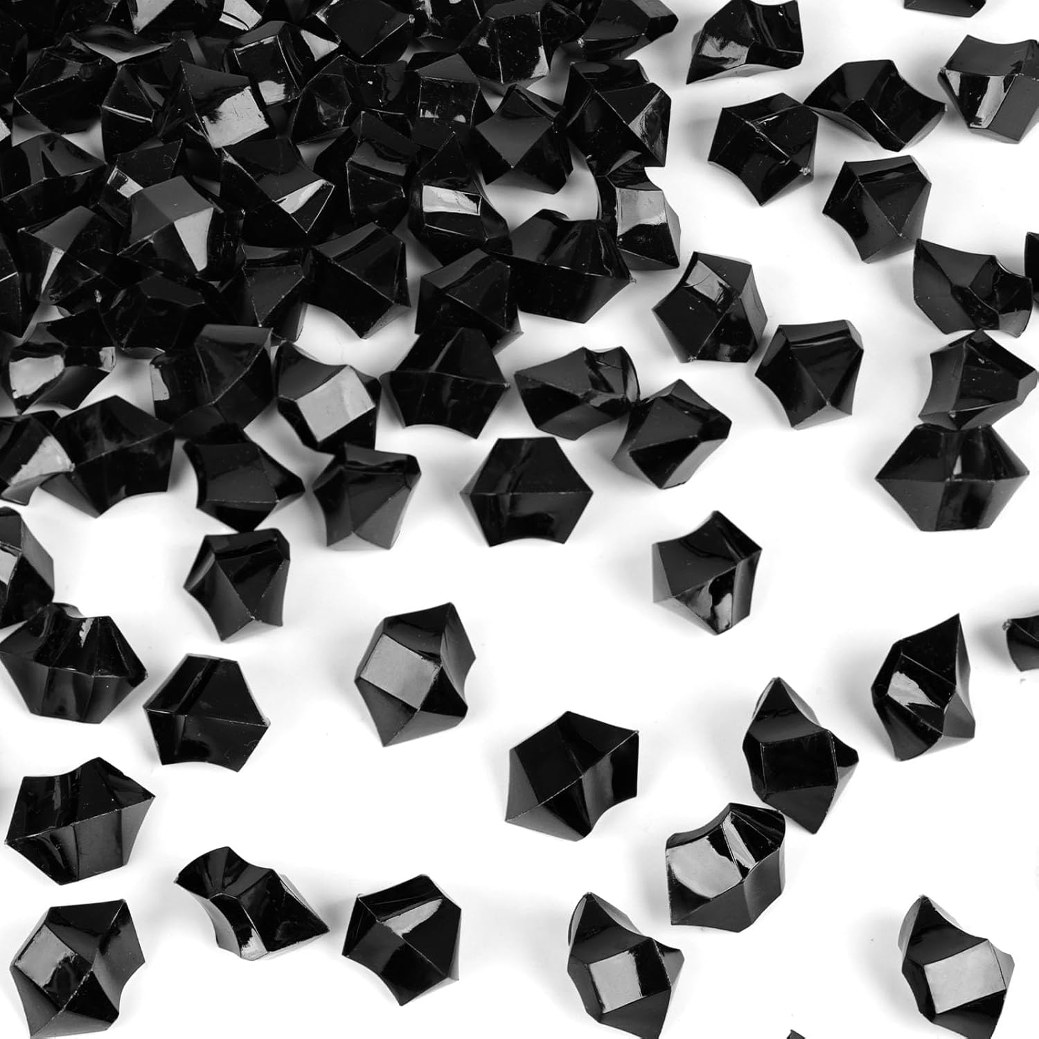 DomeStar 150PCS Fake Ice, Black Christmas Decorations Vase Fillers, Black Plastic Gems Aquarium Tank Rock Party Table Scatter Decorations