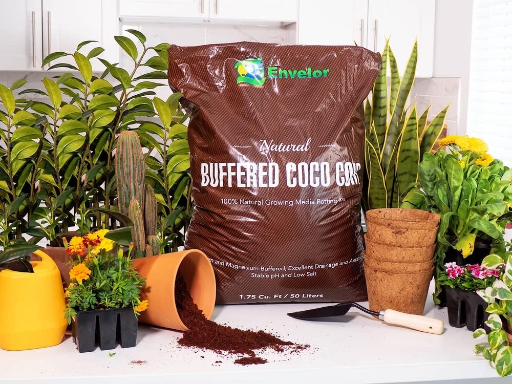 Potting Soil Mix 50 Liter Bag Envelor Indoor Plants Soil for Outdoor Plants 1.75 Cubic Feet Potting Mix Hydrated Coco Coir for Plants Buffered Ready to Use Natural Plant Top Soil
