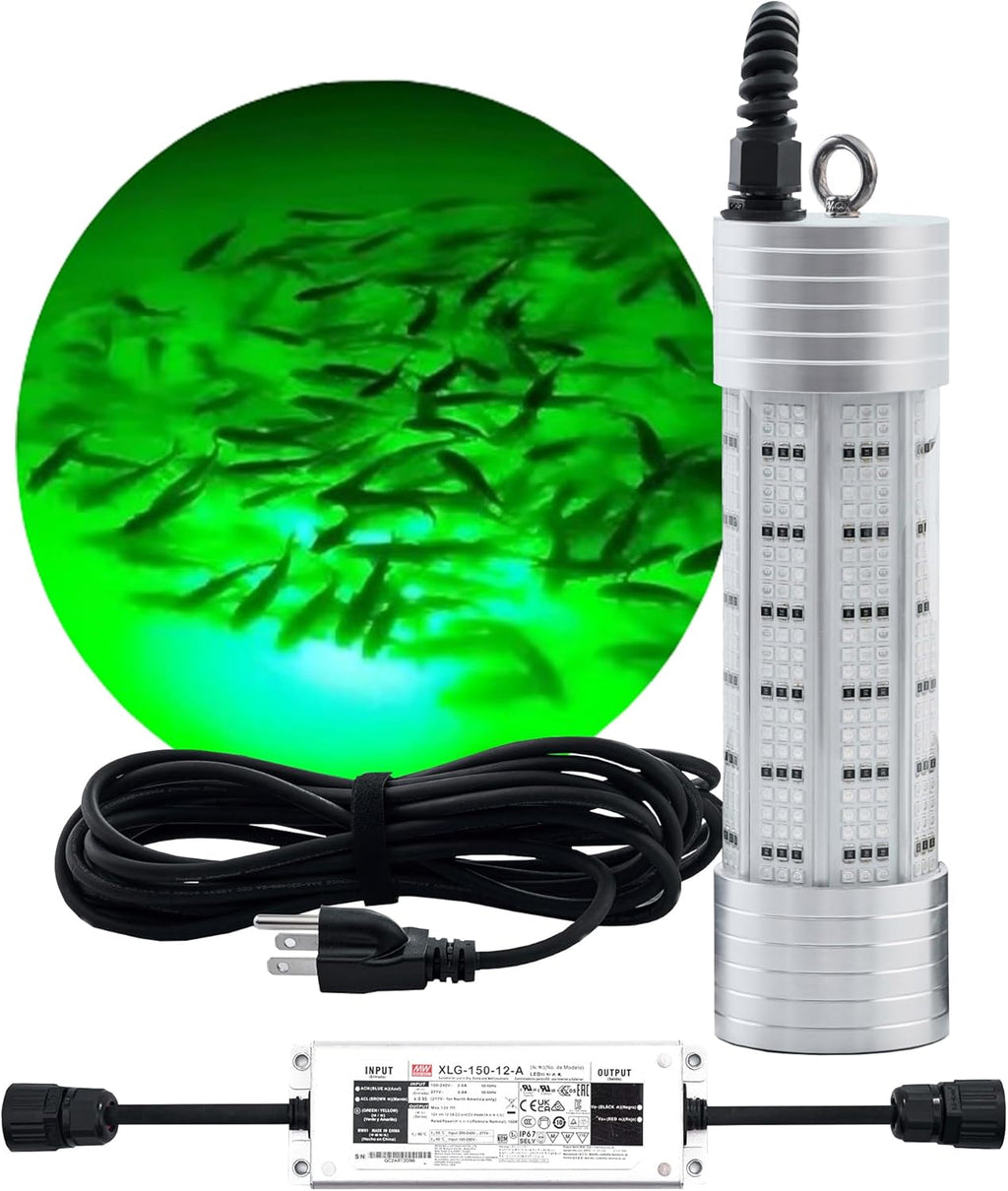Luckerain Underwater Fishing Light 70W 150W High Bright LED 9000LM 20000LM Submersible Fish Attracting Light for Docks, Boats or Kayaks, Rust-Proof IP68 Waterproof