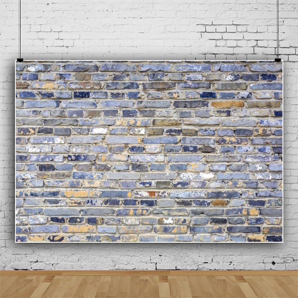 ChloropLastid 8x6ft Brick Wall Backdrop Retro Art Gray Brick Wall Background Rural Style Wall Texture Countryside Photography for Newborn Birthday Baby Shower Party Decorations
