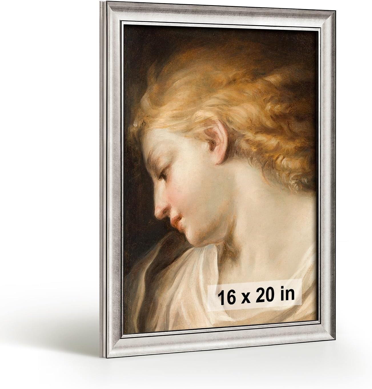 HLiWEGNS Vintage Silver 16x20 Frame – Poster Frame with Brushed Silver Finish – Picture Frame for 16 x 20 Artwork, Canvas Prints, Puzzles, and Wall Decor