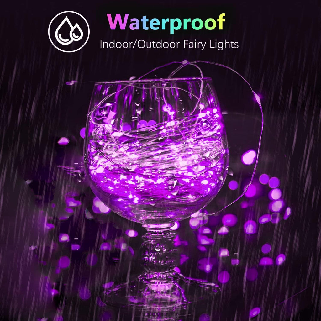 4 Pack 20FT 60LED Christmas Battery Operated Fairy Lights with Timer, Waterproof Battery String Lights Outdoor Indoor, Battery Twinkle Lights for Bedroom Wedding Birthday Party Christmas(Purple)