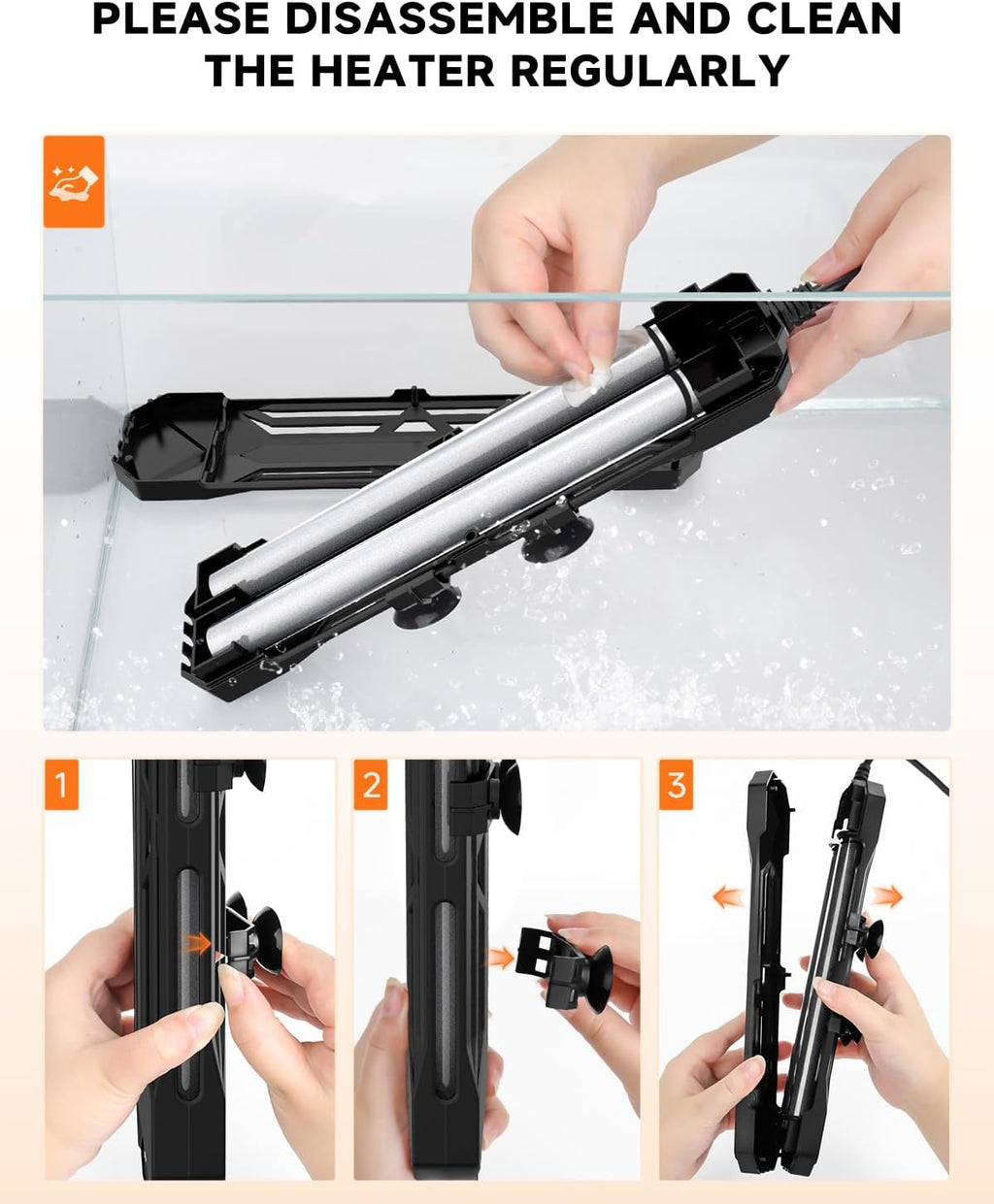 AQQA Aquarium Heater,64-95°F Fast Heating Double Quartz Glass Tube Fish Tank Heater,High-definition LCD Controller Displays Real-time Power,Anti-dry and Over-temperature Protection (1400W 260-380 Gal)