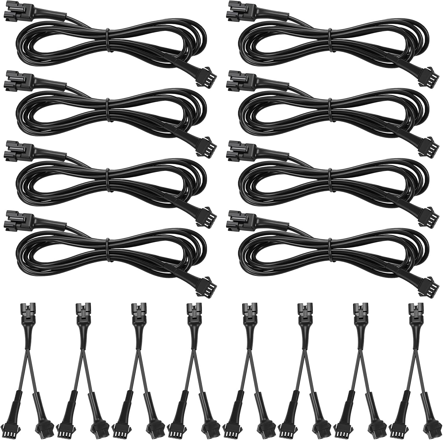 Kanayu 16pcs 60inch 4 Pin Extension Cords and 2 Way Y Splitter for LED Motorcycle ATV Trikes Golf Car Light Multi-Color Neon Strip Trucks Rock Lights