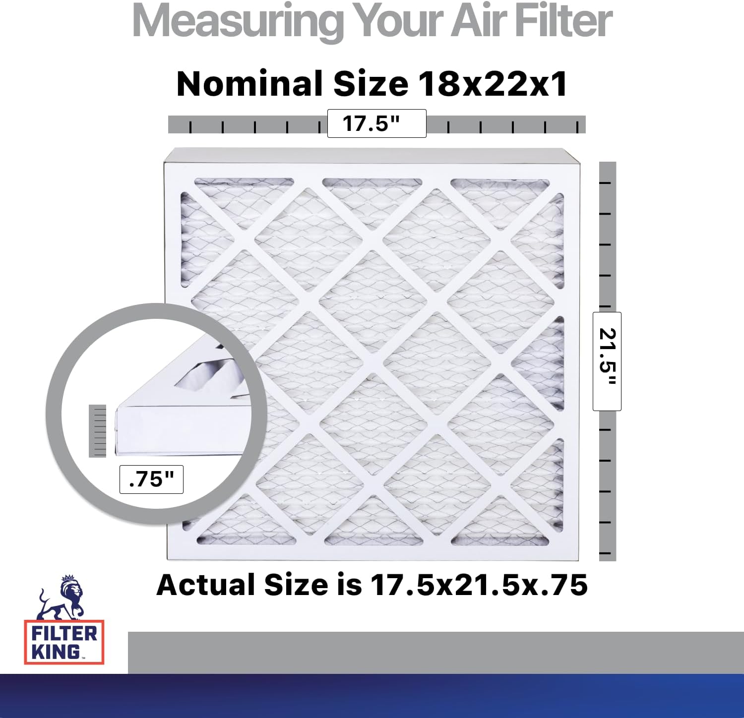 Filter King 18x22x1 Air Filter | 4-PACK | Carbon MERV 8 HVAC Pleated A/C Furnace Filters | MADE IN USA | Actual Size: 17.5 x 21.5 x .75"