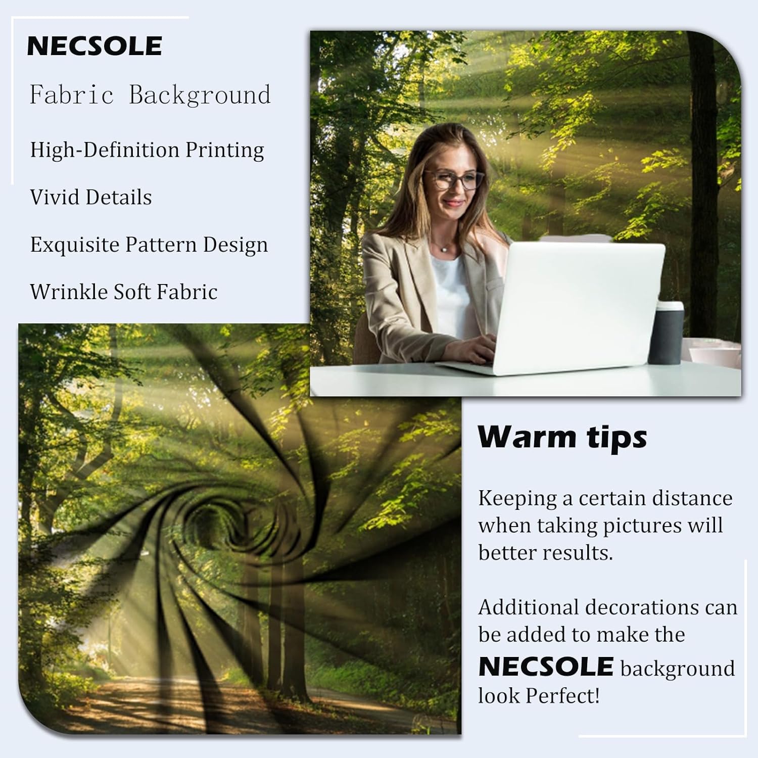 Fabric 10x6ft Forest Photo Backdrop Green Tree Nature Scenery Backdrop Jungle Landspace Sunshine Woodland Photography Background Enchanted Forest Wallpaper Birthday Party Photo Props