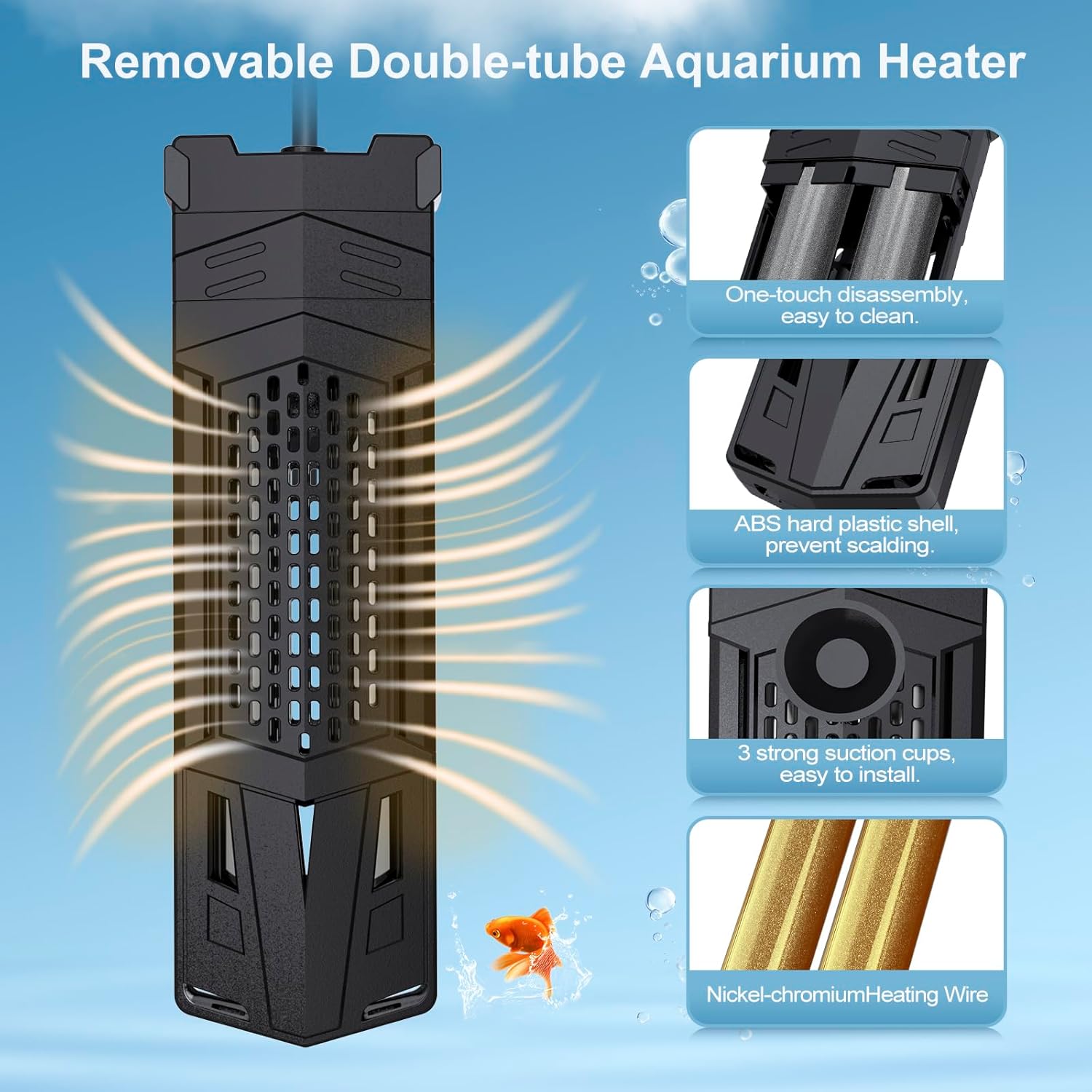 HiTauing Aquarium Heater, Upgrade AP01 300W/500W/800W/1000W Fish Tank Heater with Intelligent IC Chip Controller-Fast Heating, Precise Temperature Control for Saltwater and Freshwater