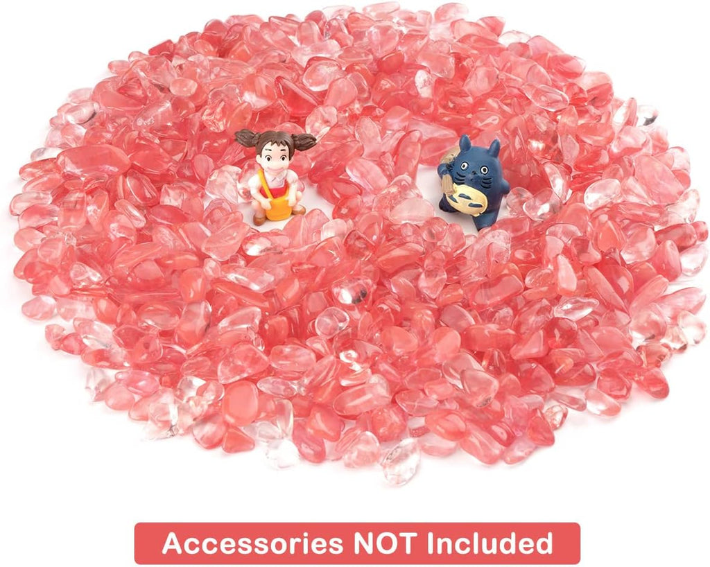 WAYBER Decorative Pebbles, 2 Lbs/920g (Fill 2 Cups) Pink Crystal Quartz Stones Irregular Rock Gravel for Aquarium Turtle Tank Decoration/Succulent Plant Landscape/Flowerpot Vase Ornament