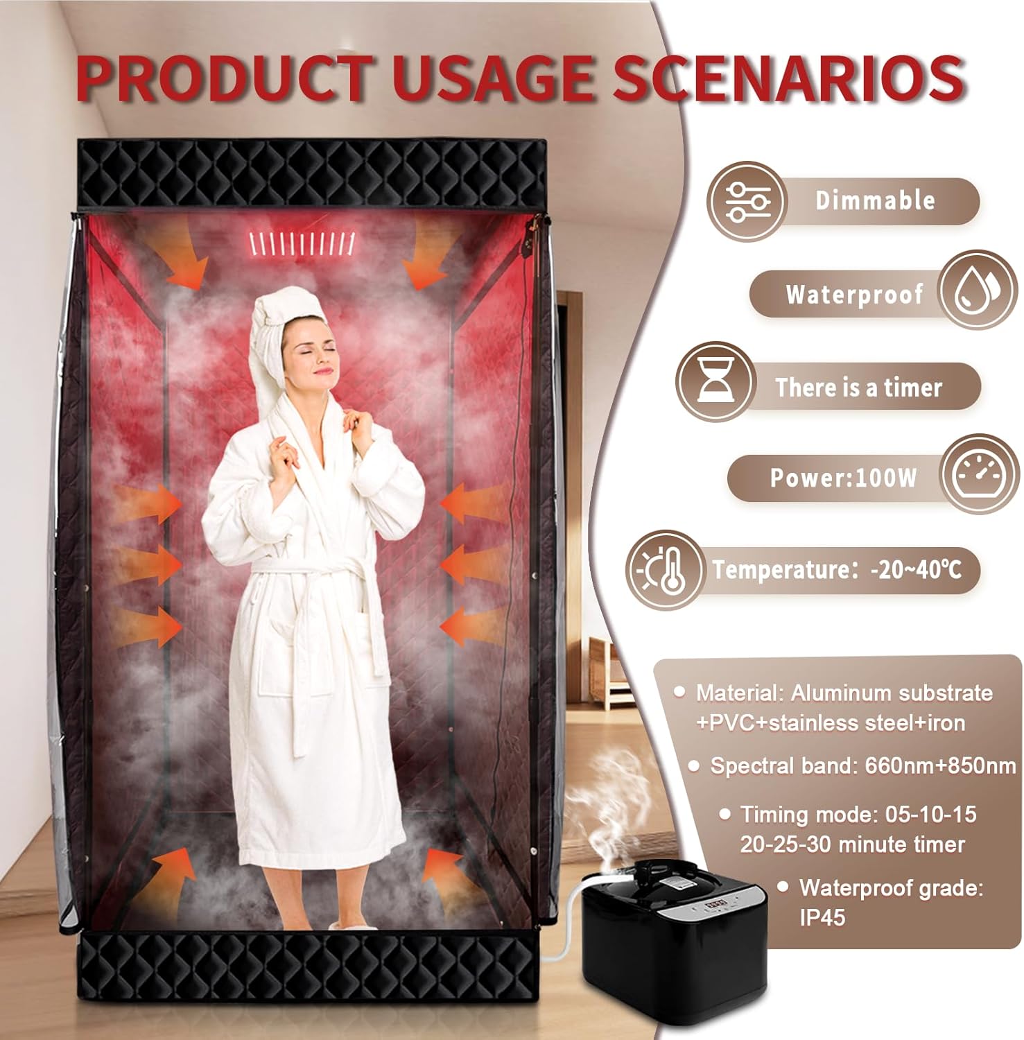 PEEKO Red Light Therapy for Body, Infrared Light Therapy Panel Lamp for Sauna Tnet, 660nm and 850nm Near Infrared LED Red Lights Therapy Device at Home for Face and Body