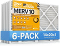 BNX TruFilter 14x20x1 MERV 10 (6-Pack) AC Furnace Air Filter - MADE IN USA - Pleated Air Conditioner HVAC AC Furnace Filters - Removes Odor, Mold, Bacteria, Smoke