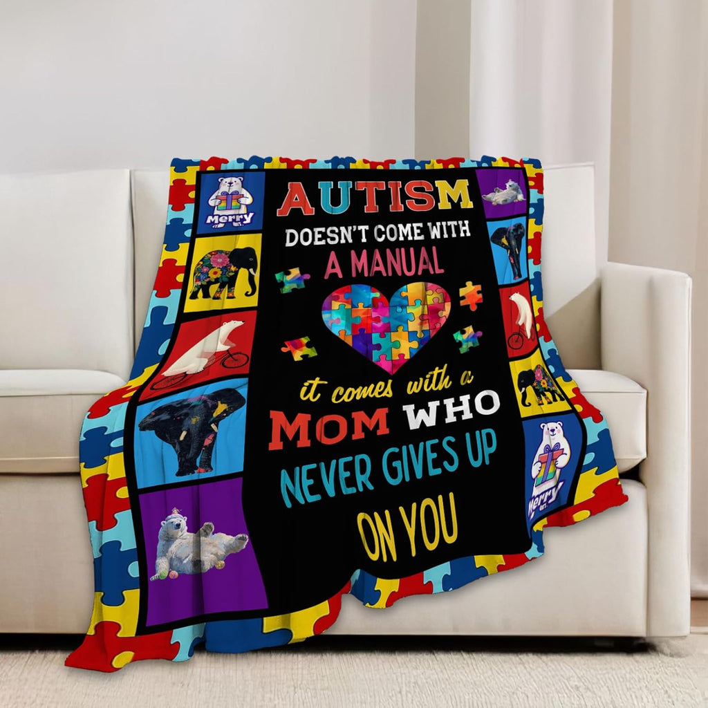 Autism Blanket Autism Awareness Throw Blankets Gifts for Girls Boys Kids Soft Cozy Fleece Plush for Couch Sofa Bed 60"x50"