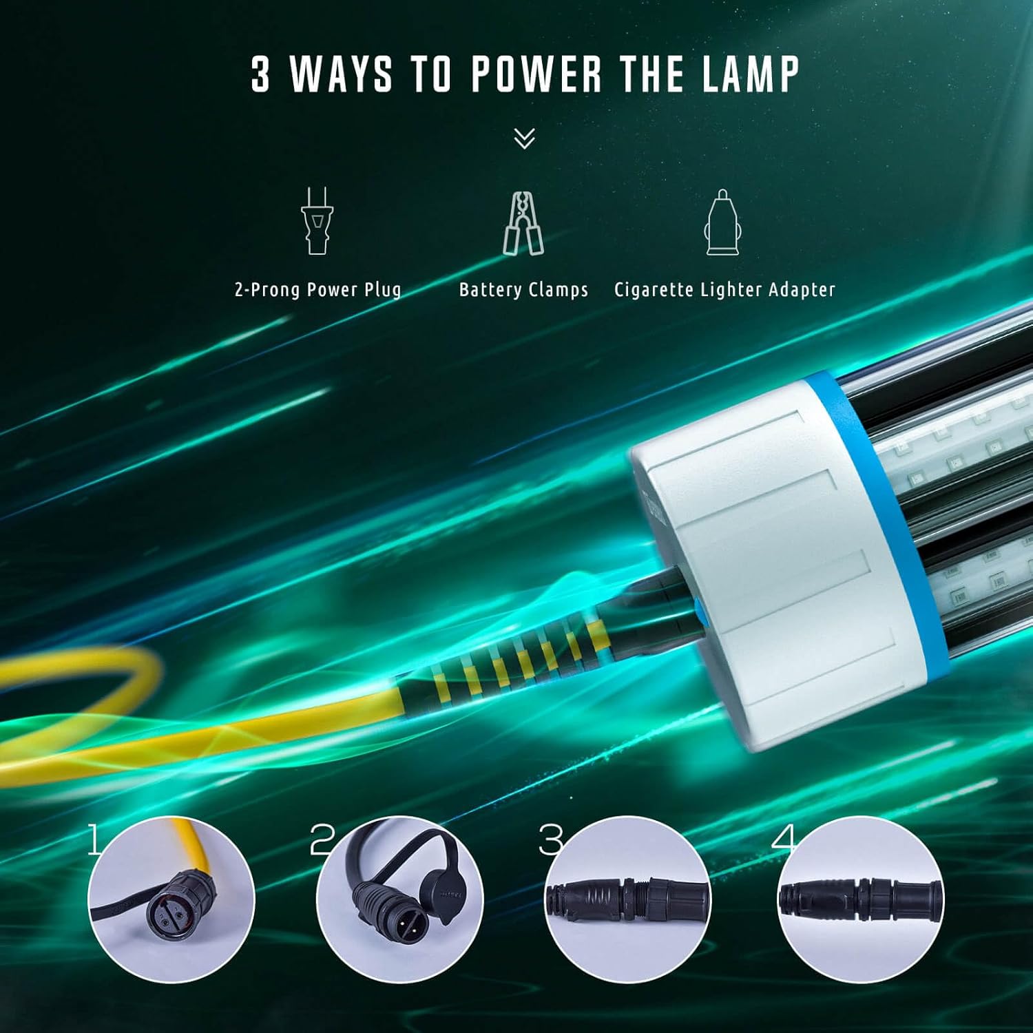 Underwater Fishing Light, 110V & 12V Super Bright Green LED Submersible Light Attractants for Docks, Boats or Kayaks, IP68 Rated for Fresh & Salt Water (30ft Cable)