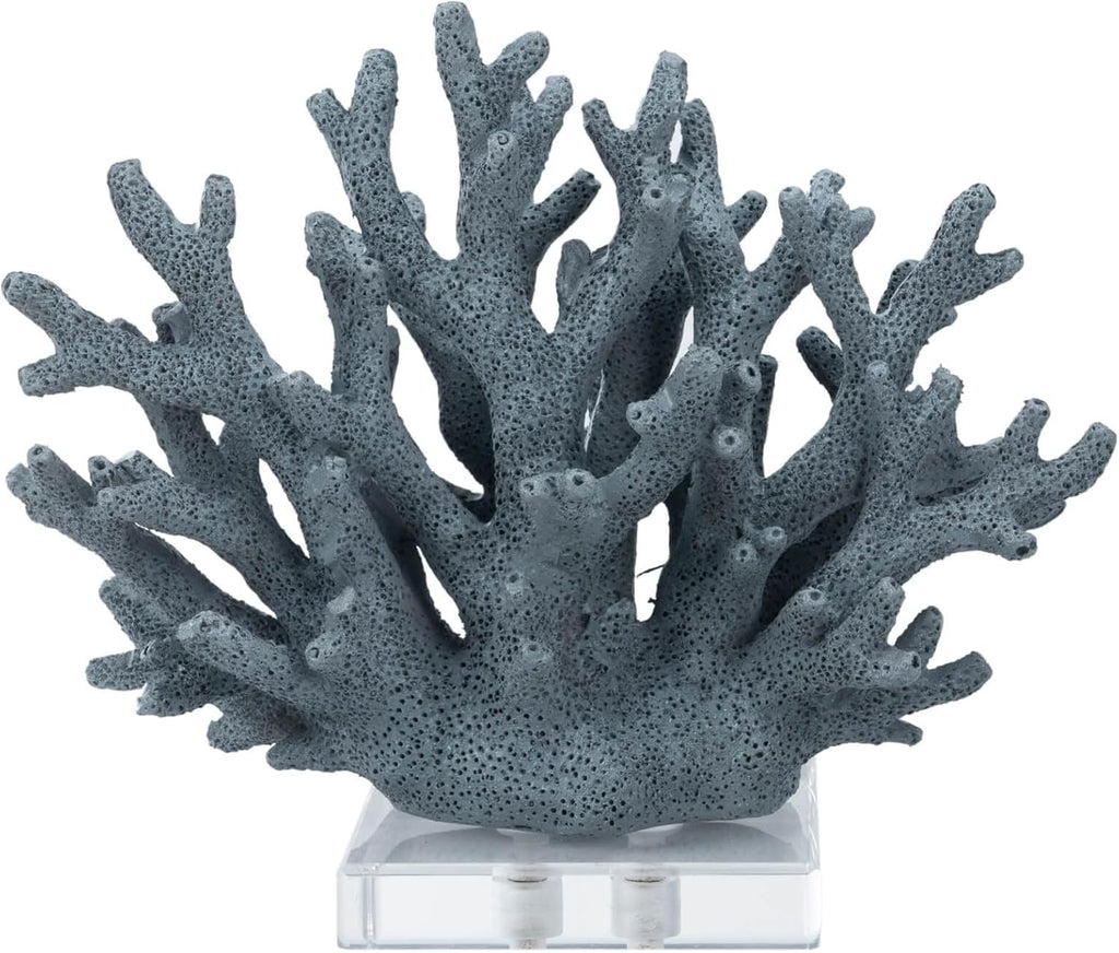 Coral Decor Faux Coral Decor Coral Reef Decor Resin Coral Home Decoration Coral Standing Décor Coral Sculpture with Acrylic Base Blue, 7.6*3.4*6.1in