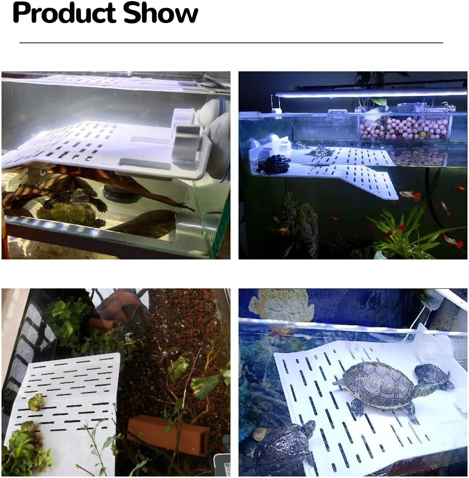 J-star White Large Reptile Basking Platform, Aquarium Turtles Turtle Basking Platform, Turtle Tank Accessories Floating Turtle Habitat Dock