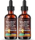 Wormwood Black Walnut Cleanse for Humans Drops Liquid Soursop Garlic Pumpkin Seed PAU D'Arco Oil of Oregano Turmeric Berberine Neem Extract Hull Bark Tincture - 4 oz