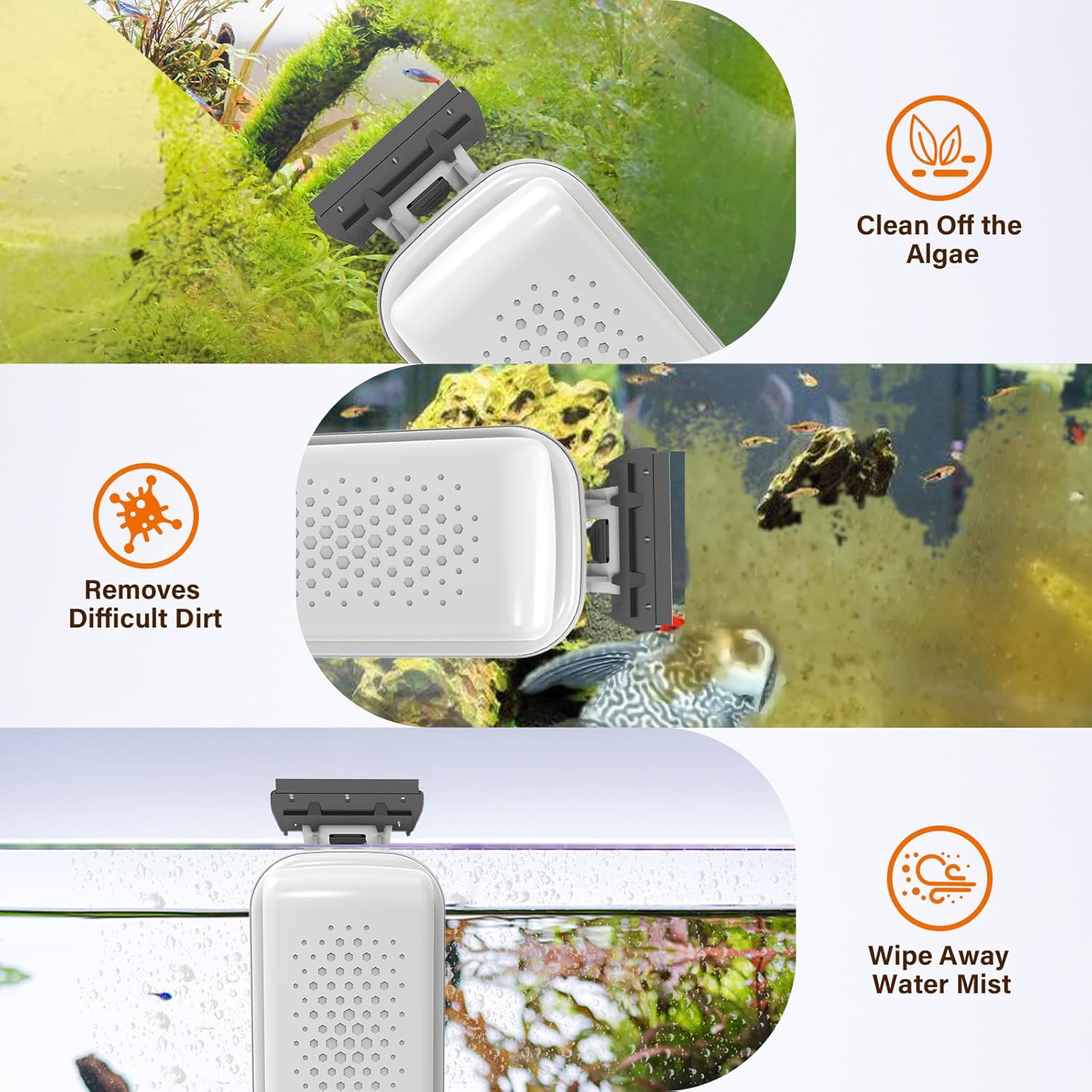 fishkeeper Magnetic Aquarium Fish Tank Glass Cleaner - Exquisite & Super Strong Magnetism, Double Side Floating Algae Scraper Cleaning Tools for 0.1 to 0.7 Inch Glass Tanks (Mini/M/L/XL)
