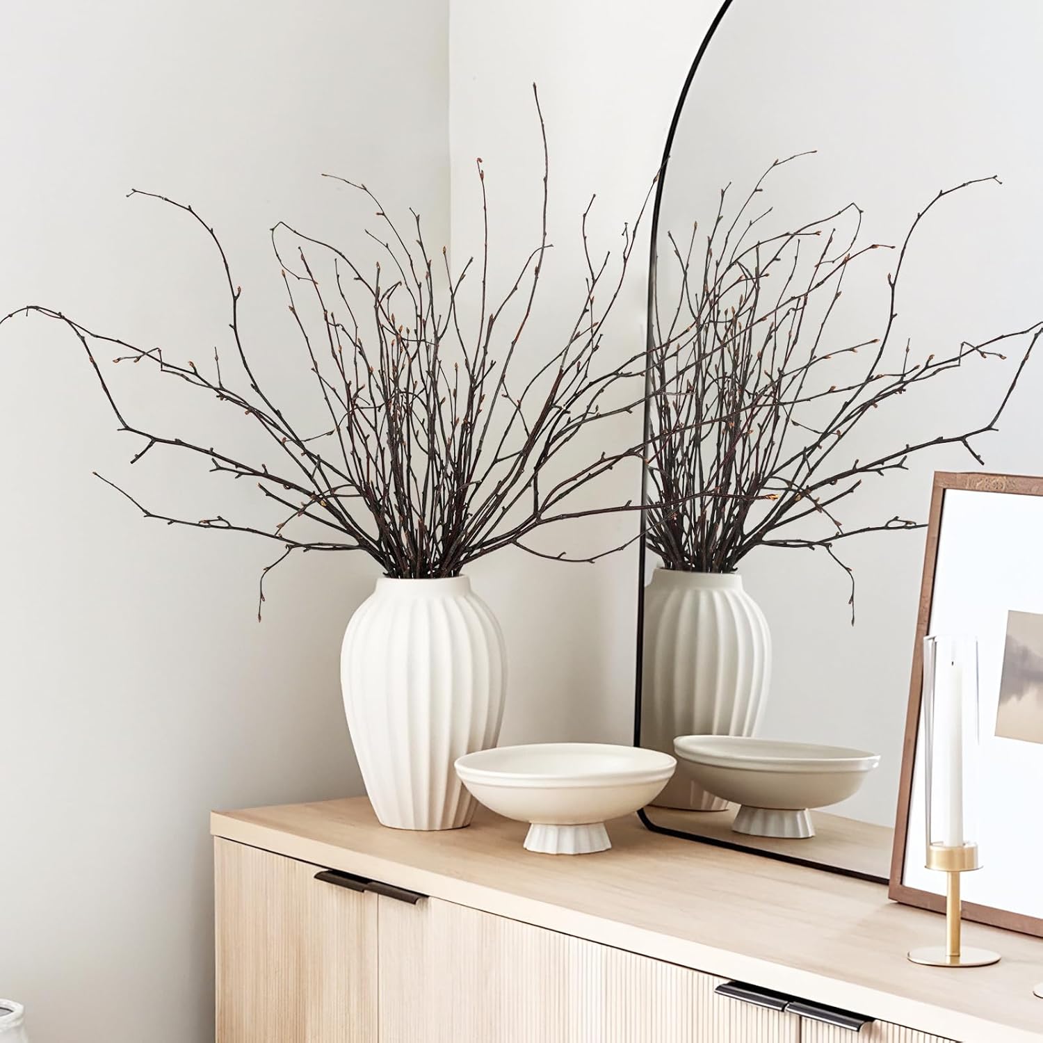 200 Pcs Real Dried Birch Branches, 17 Inch Natural Birch Twigs Tall Birch Tree Sticks for Decorative Vases, Crafts, DIY Floral Arrangements Wreath Wedding Centerpiece Home Decor