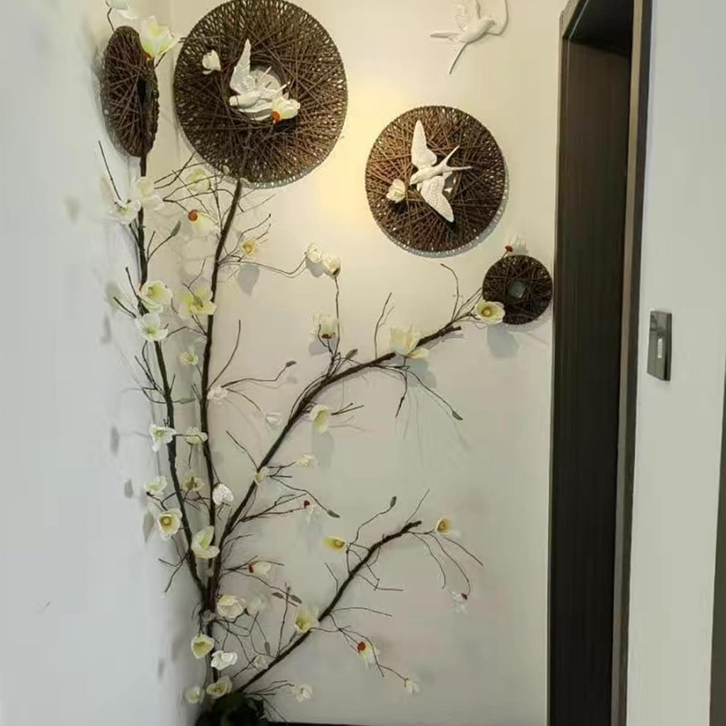 118 inch Artificial Magnolia Orchid Flowers Ivy Vines Garland Fake Tree Branches Trunk with Flores Wreath for Wedding Arch Wall Hanging Home Room Decoration (White)